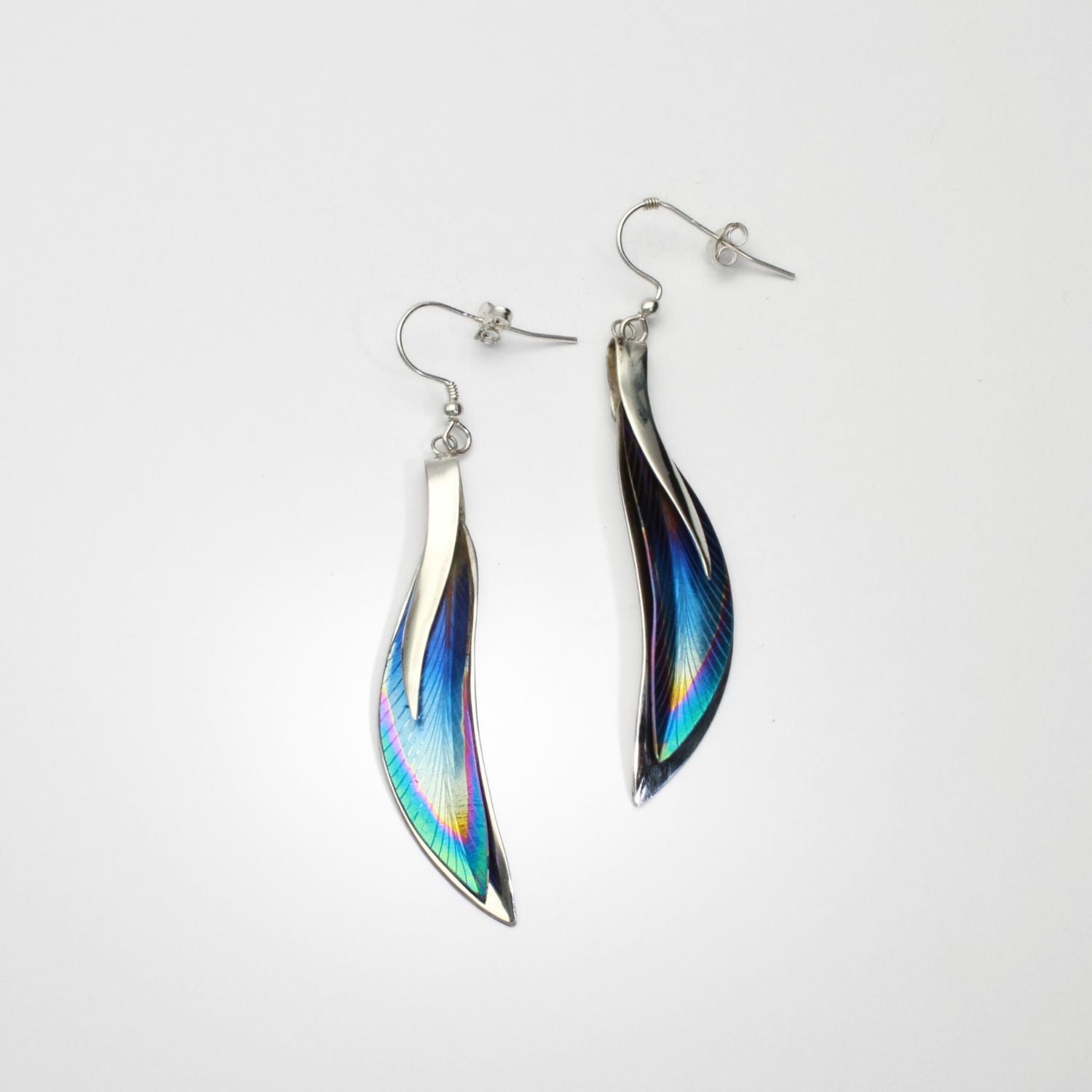 Niobium & silver drop earrings by Brian Eburah