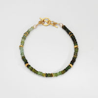 Green tourmaline & pearl 24kt gold plated bead bracelet by Bea Jareno