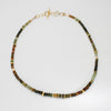 Green & gold tourmaline, green quartz & pearl 24kt gold plated beaded necklace by Bea Jareno