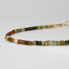 Green & gold tourmaline, green quartz & pearl 24kt gold plated beaded necklace by Bea Jareno