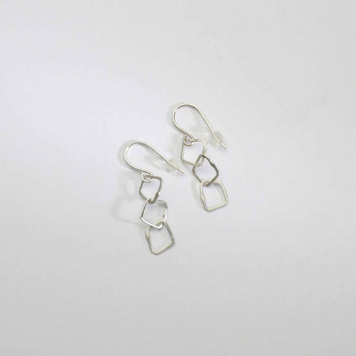3 irregular link silver hook earrings by Bea Jareno