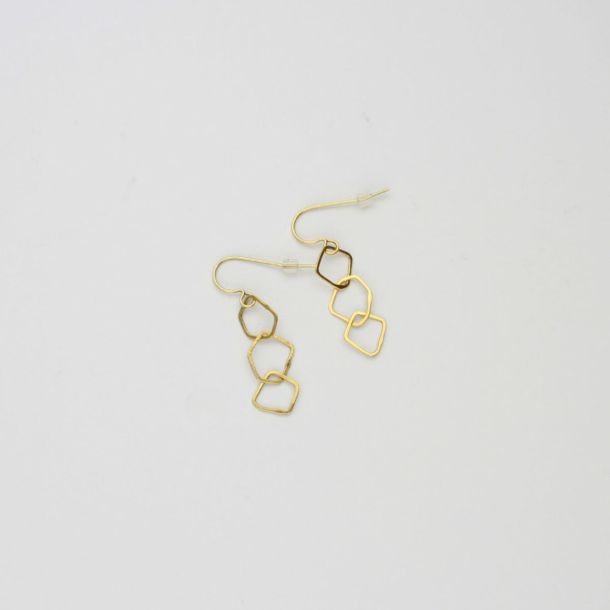 Irregular 3 links hook silver 24kt gold plated earrings by Bea Jareno