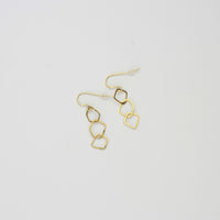 Irregular 3 links hook silver 24kt gold plated earrings by Bea Jareno