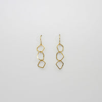 Irregular 3 links hook silver 24kt gold plated earrings by Bea Jareno