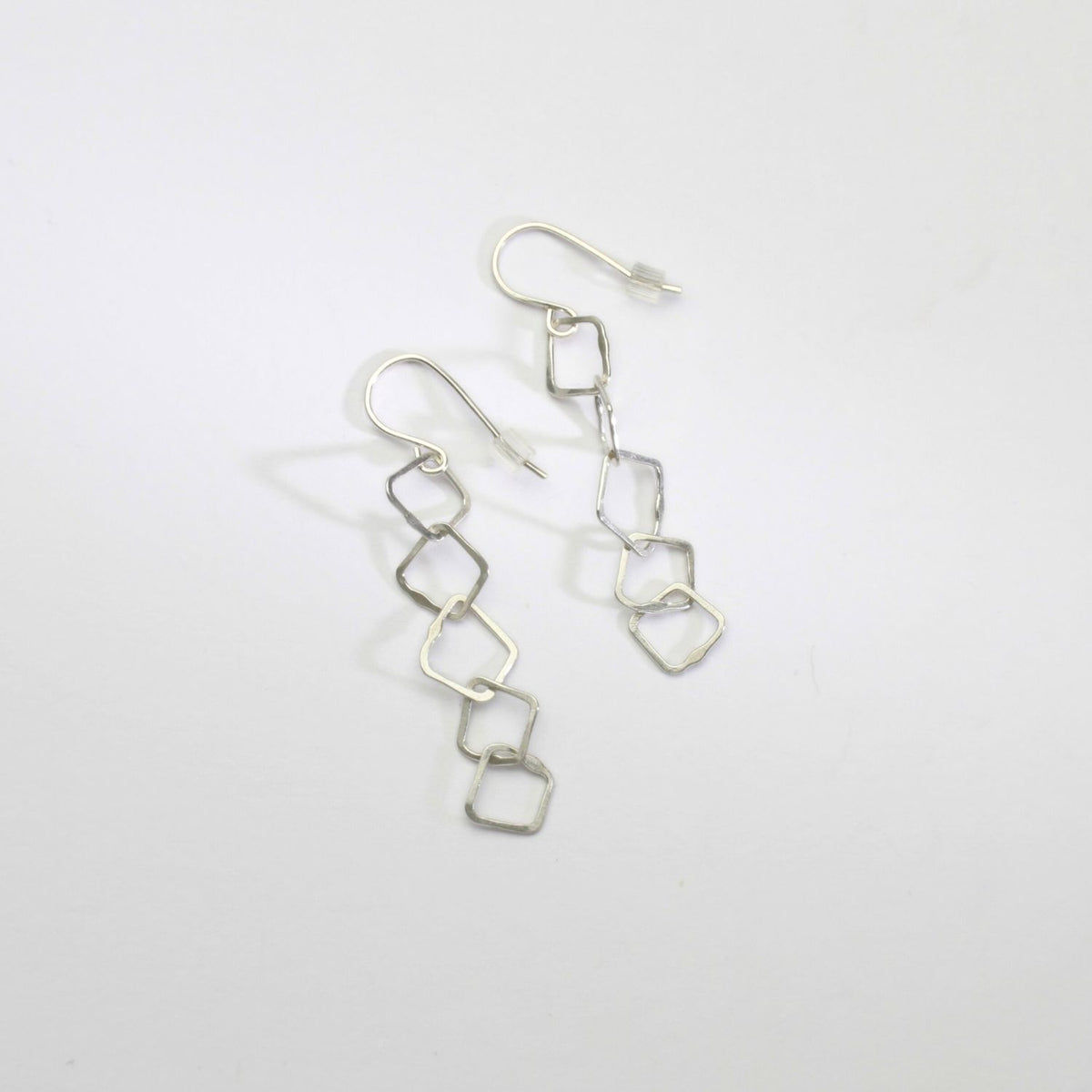 5 irregular link silver hook earrings by Bea Jareno