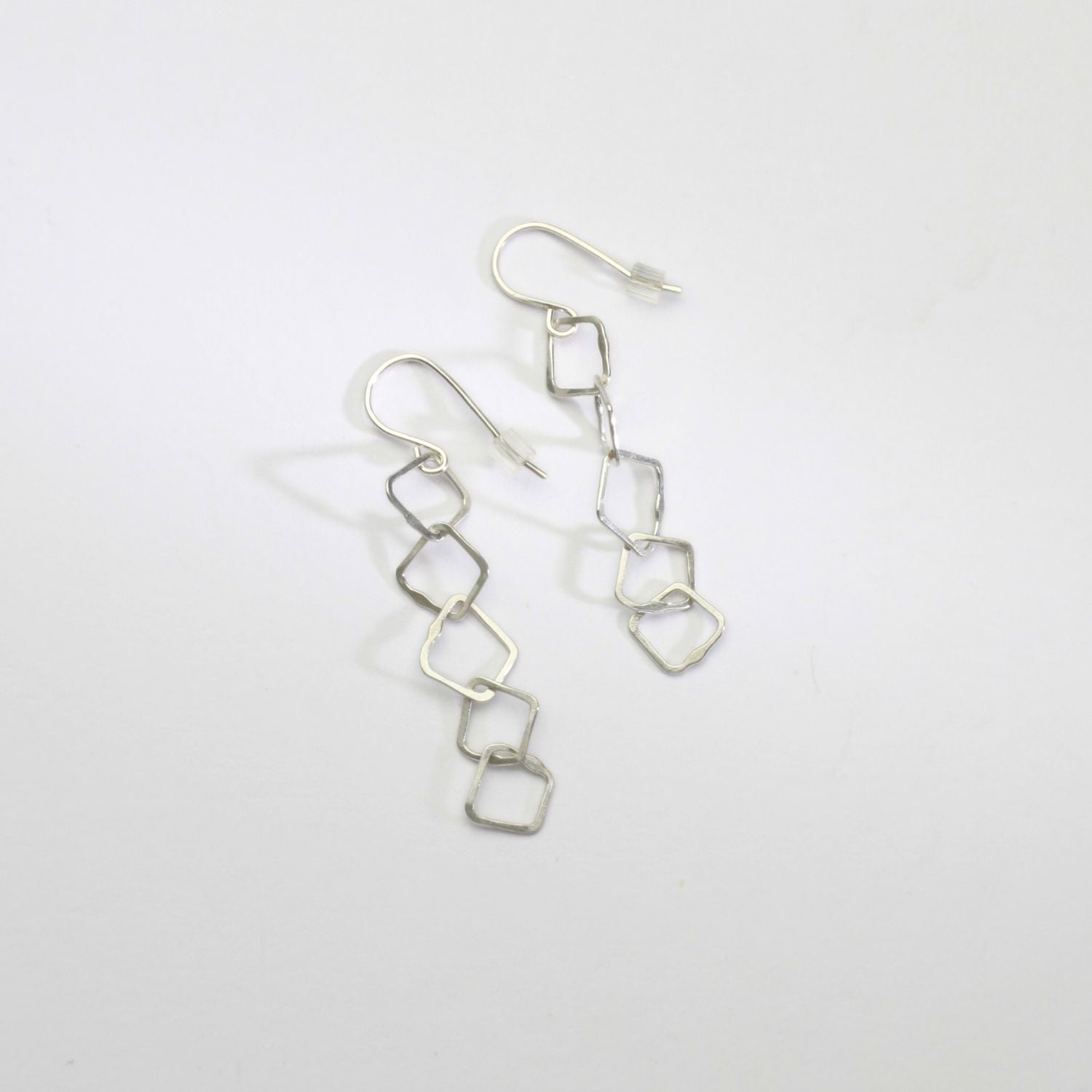5 irregular link silver hook earrings by Bea Jareno
