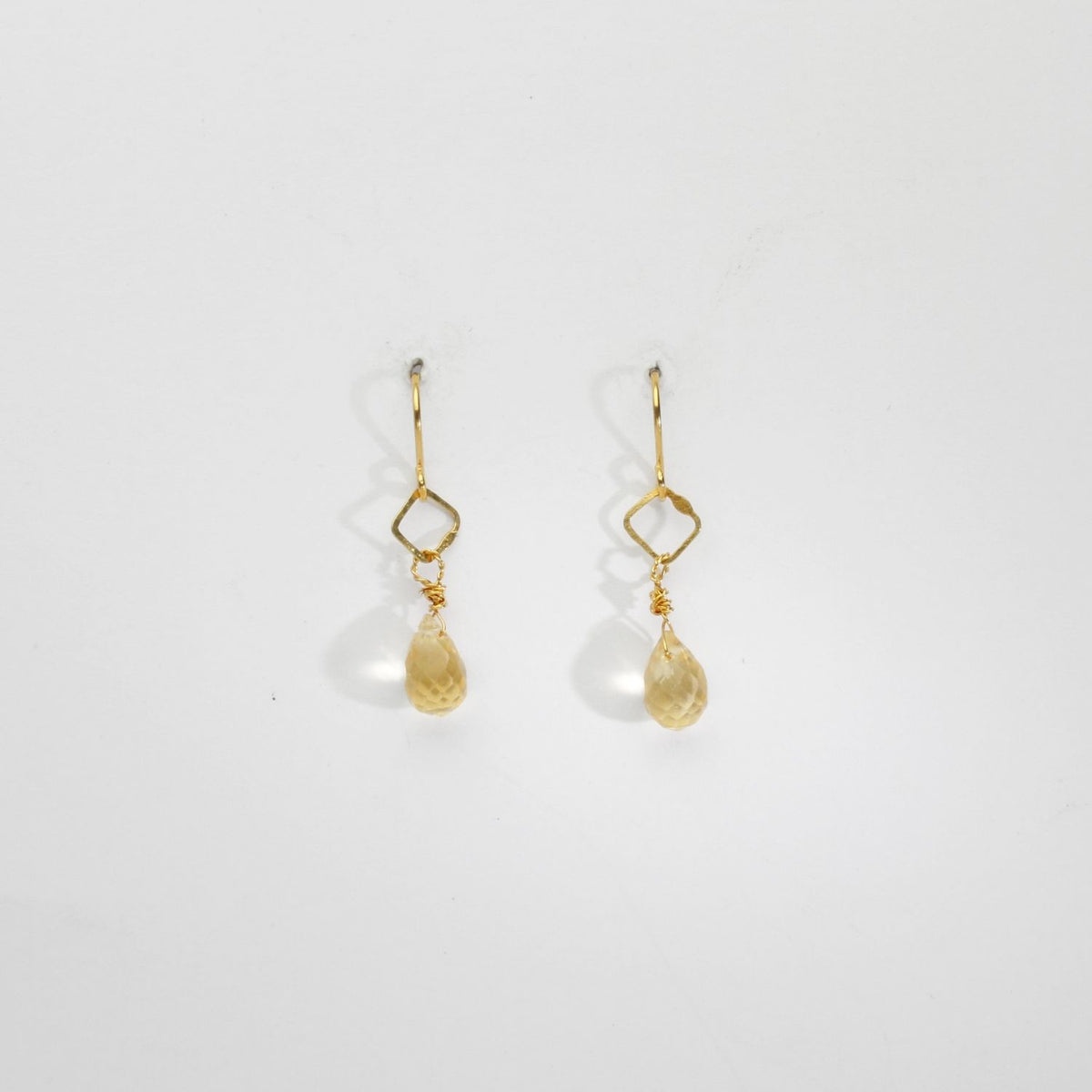 Fine hook earrings with citrines silver 24kt gold plated by Bea Jareno