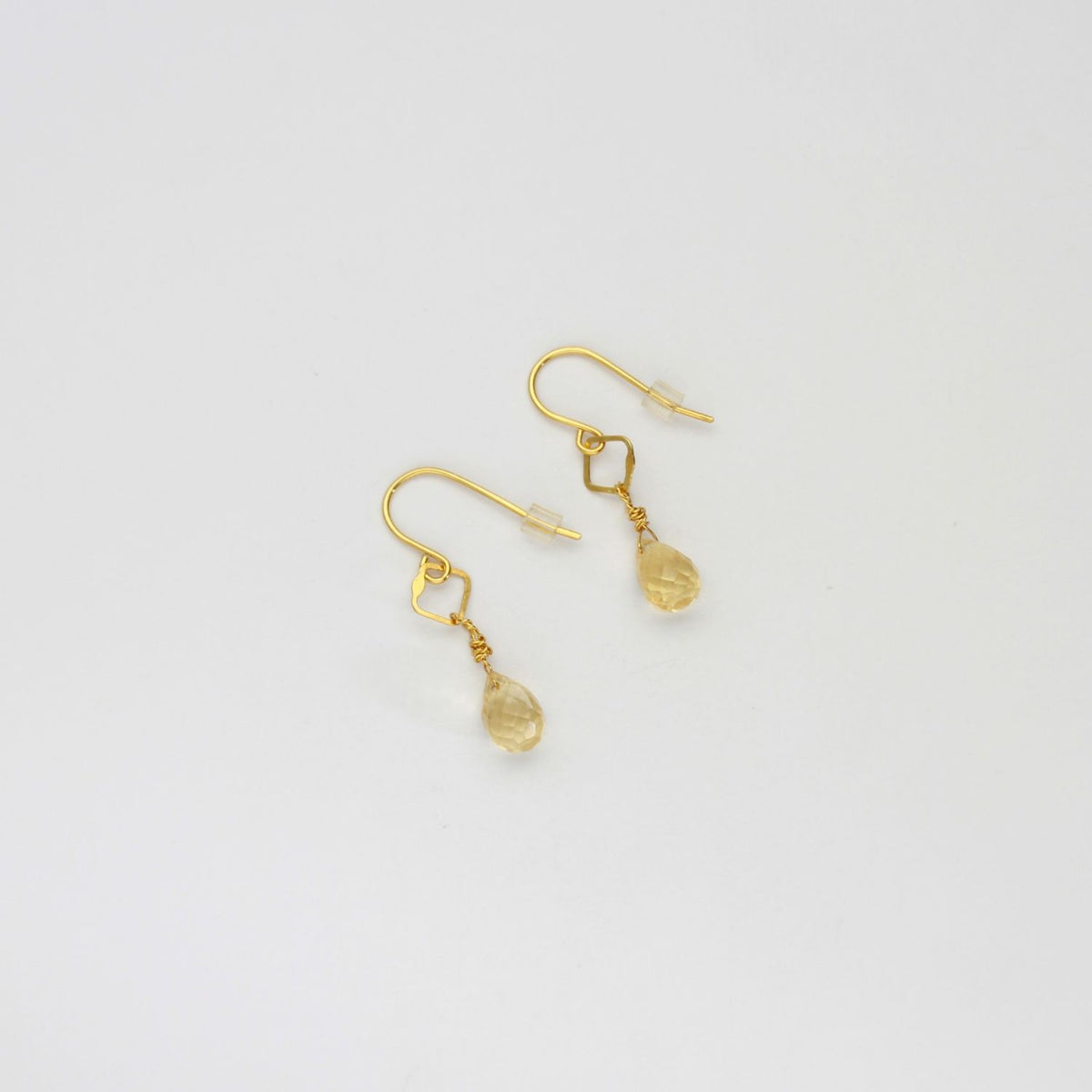 Fine hook earrings with citrines silver 24kt gold plated by Bea Jareno