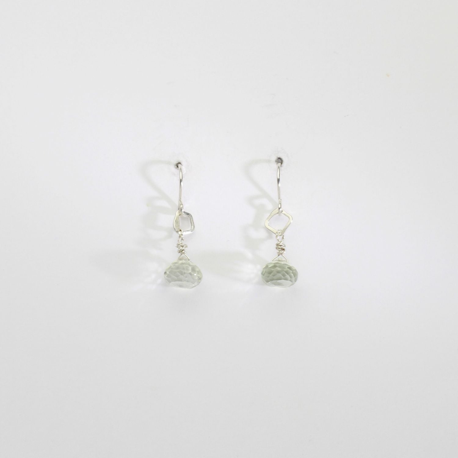 Green amethyst silver hook earrings by Bea Jareno