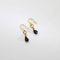 Black spinal silver 24kt gold plated hook earrings by Bea Jareno