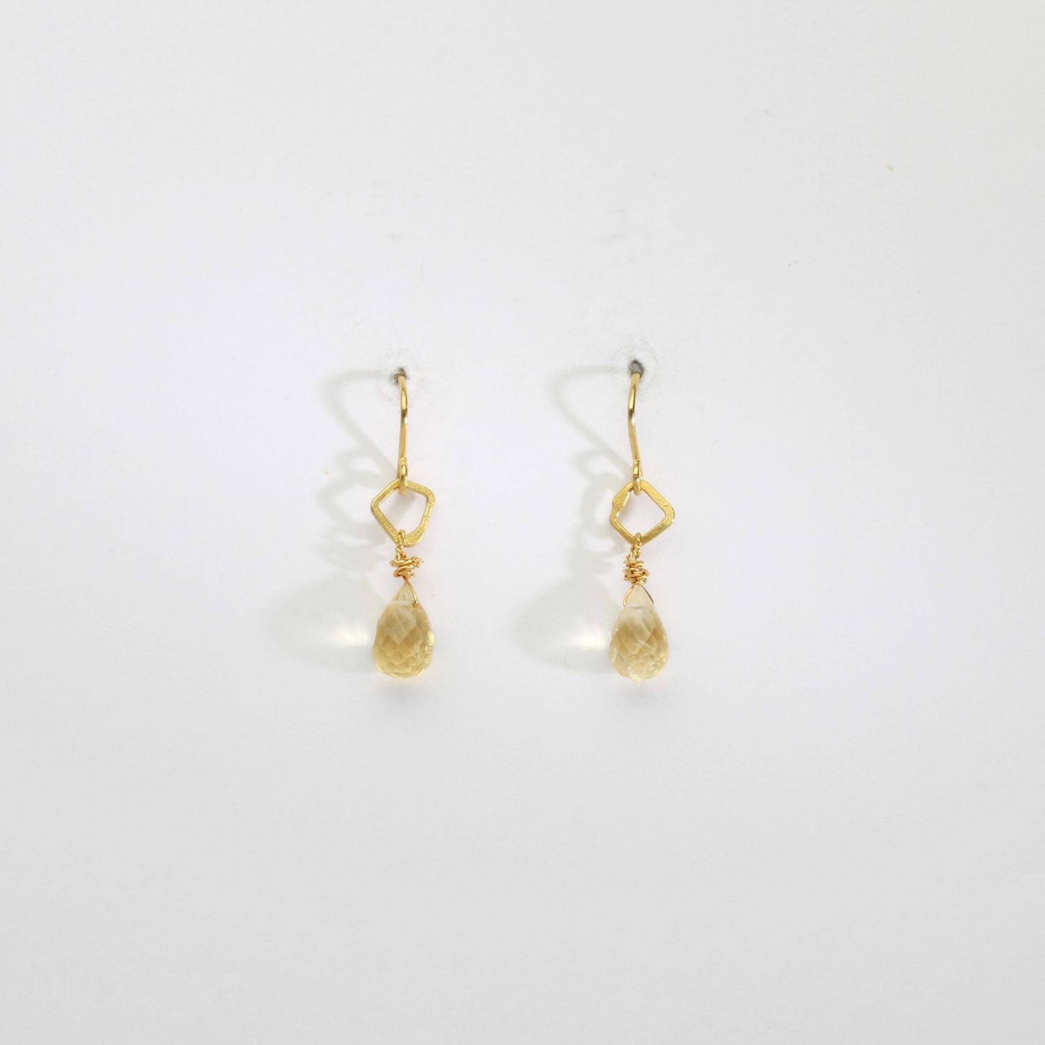 Citrine silver 24kt gold plated hook earrings by Bea Jareno