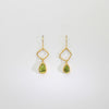 Teardrop peridots with large irregular links silver gold plated hook earrings by Bea Jareno
