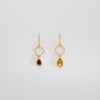 Citrine & garnet irregular links silver gold plated earrings by Bea Jareno