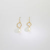 Large irregular link with white pearl silver gold plated earrings by Bea Jareno