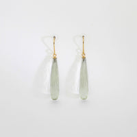Long faceted green amethyst silver 24kt gold plated earrings by Bea Jareno