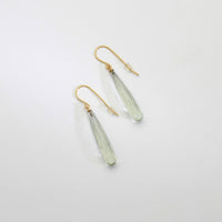 Long faceted green amethyst silver 24kt gold plated earrings by Bea Jareno