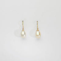 White freshwater pearls silver 24kt gold plated hook earrings by Bea Jareno
