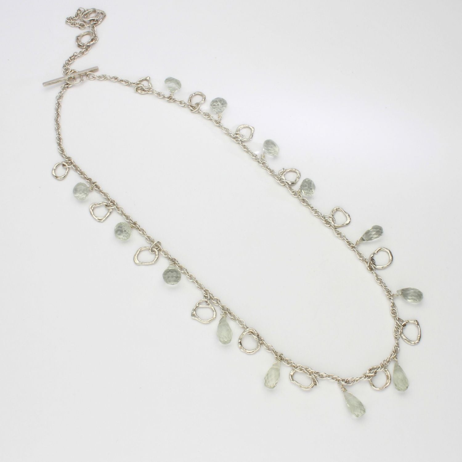 Green amethyst kinetic silver necklace by Bea Jareno