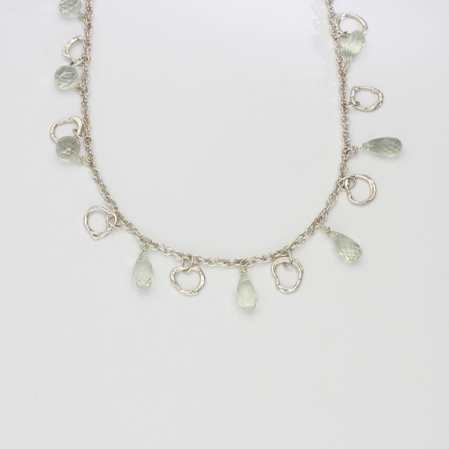 Green amethyst kinetic silver necklace by Bea Jareno