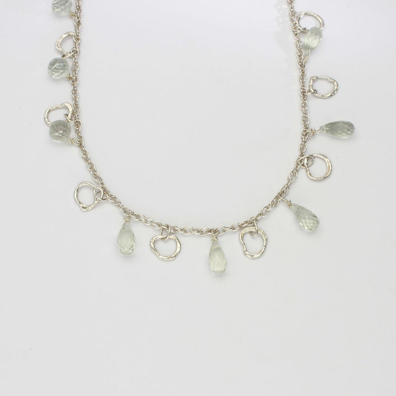Green amethyst kinetic silver necklace by Bea Jareno