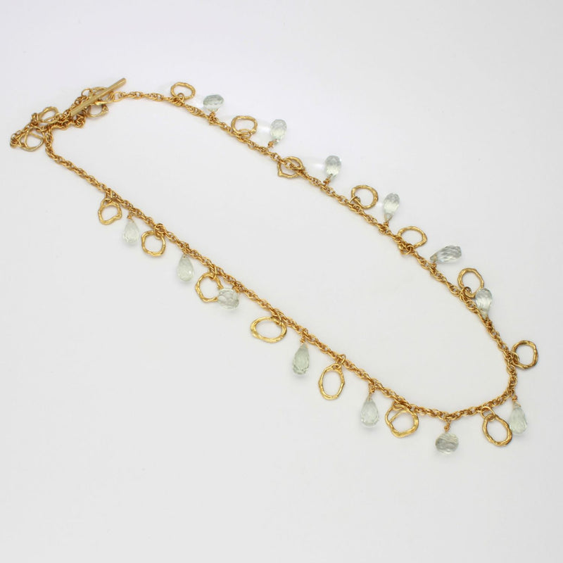 Green amethyst kinetic silver 24kt gold plated necklace by Bea Jareno