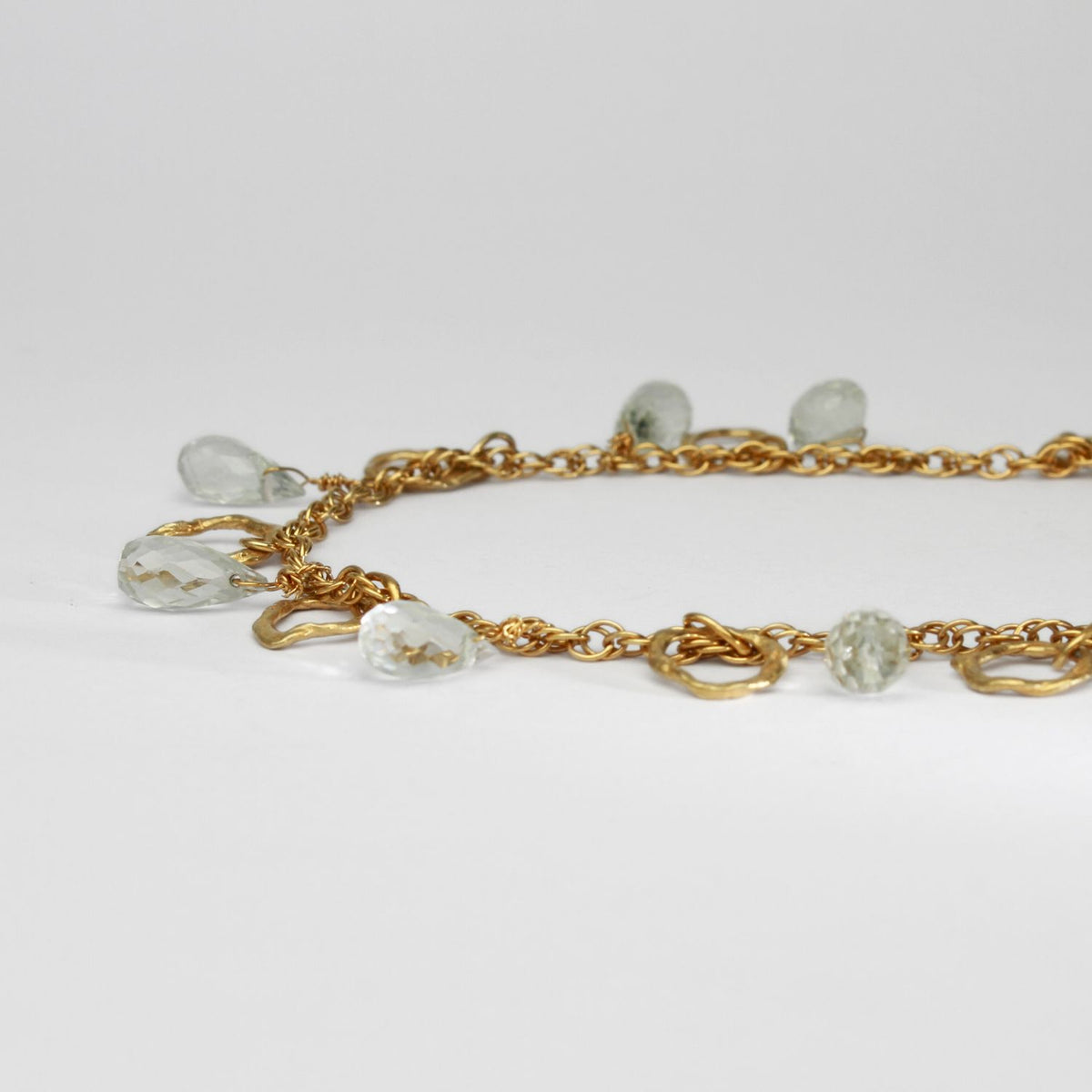 Green amethyst kinetic silver 24kt gold plated necklace by Bea Jareno