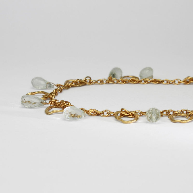 Green amethyst kinetic silver 24kt gold plated necklace by Bea Jareno