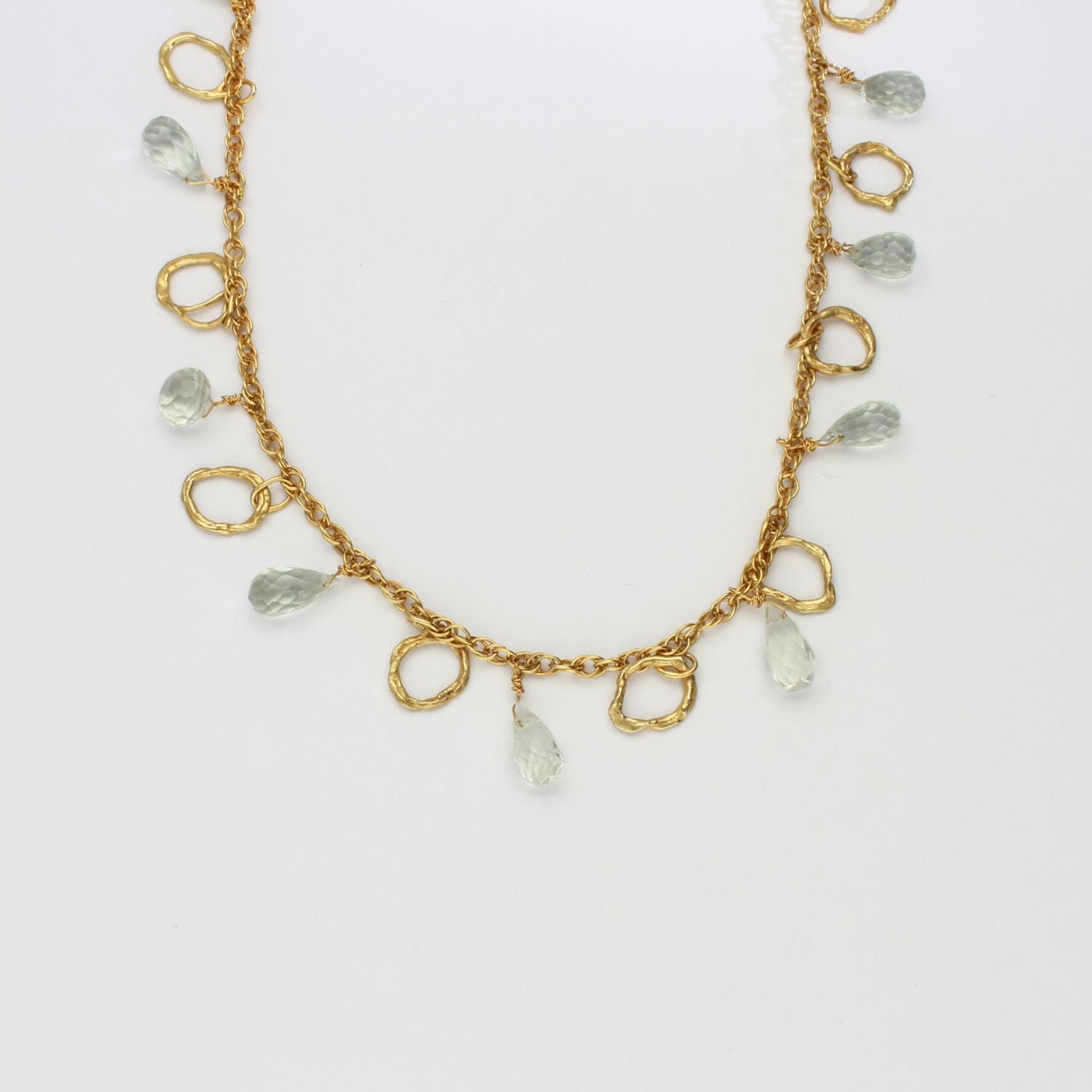 Green amethyst kinetic silver 24kt gold plated necklace by Bea Jareno