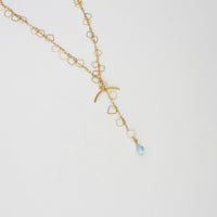 Kinetic fine irregular links gold plated necklace with blue topaz brio gemstone by Bea Jareno