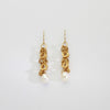 Irregular links wth pearl earrings silver 24kt gold plated by Bea Jareno