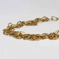 Irregular link silver 18kt gold plated necklace with central faceted gold citrine by Bea Jareno