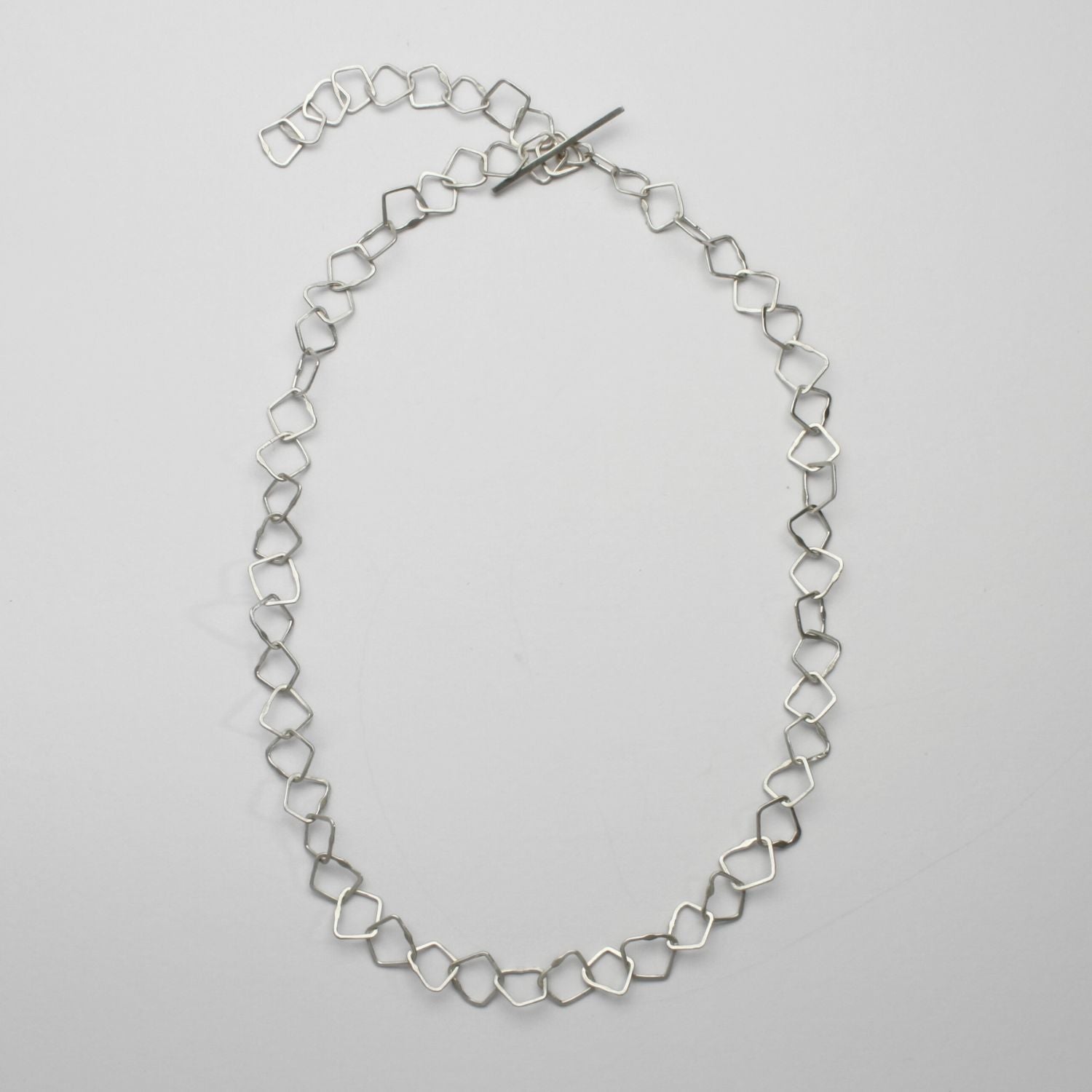 Silver irregular link necklace with T-bar clasp by Bea Jareno
