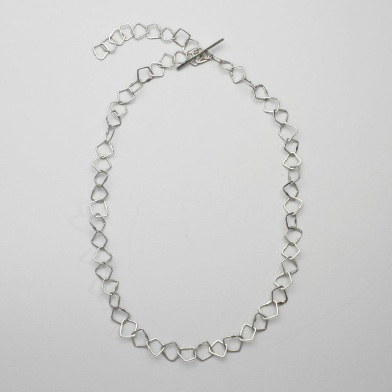 Silver irregular link necklace with T-bar clasp by Bea Jareno