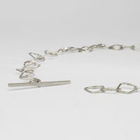 Silver irregular link necklace with T-bar clasp by Bea Jareno
