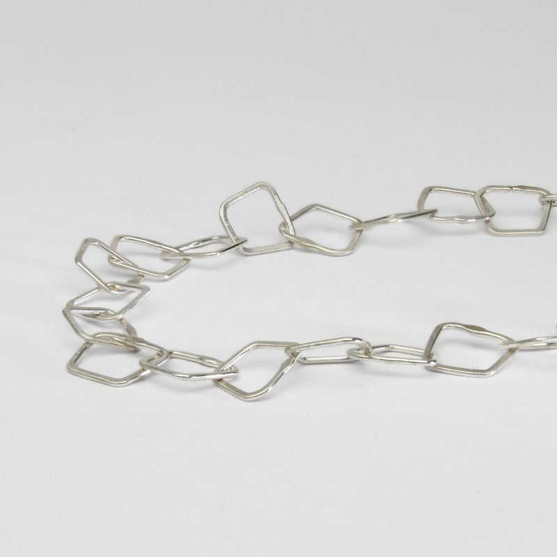 Silver irregular link necklace with T-bar clasp by Bea Jareno