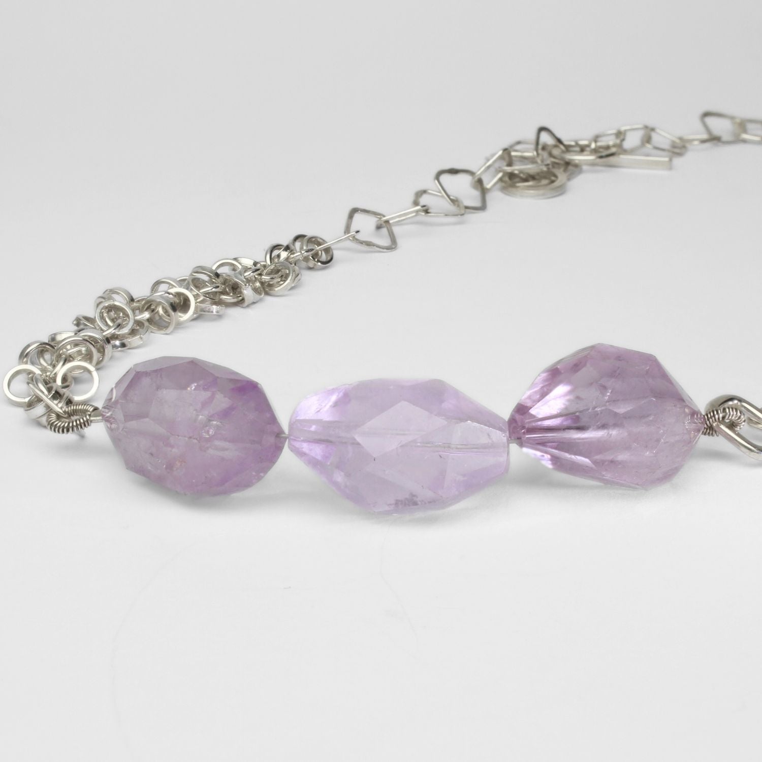 Large amethsyt gemstone silver necklace by Bea Jareno