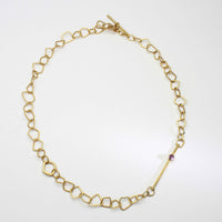 Irregular links bar necklace with rose cut amethsyt by Bea Jareno