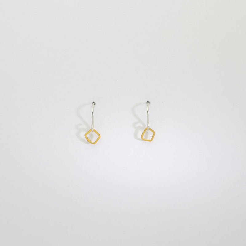 Tiny silver & gold plated hook earrings by Bea Jareno