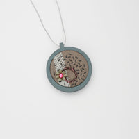 Necklace - small beading on cotton with stem stitch & seeding by Beatrice Mayfield
