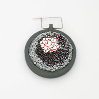Brooch - Sequins & French knots on cotton by Beatrice Mayfield