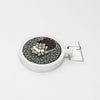 Brooch - Beading on cotton with French knots by Beatrice Mayfield