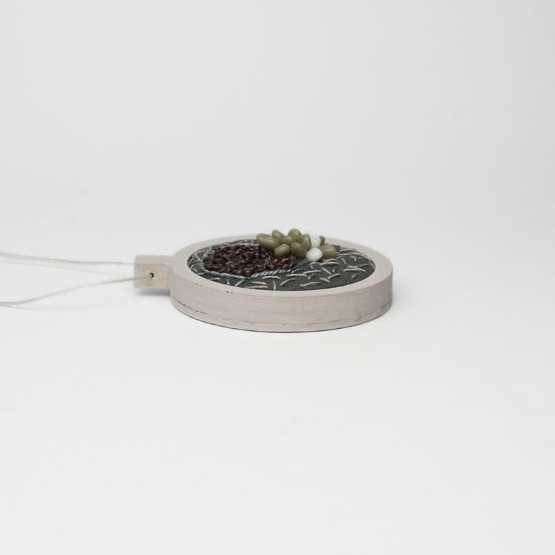Necklace - small beading on cotton with French knots by Beatrice Mayfield