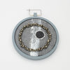 Brooch - Beading on cotton with stem stitch & French knots by Beatrice Mayfield