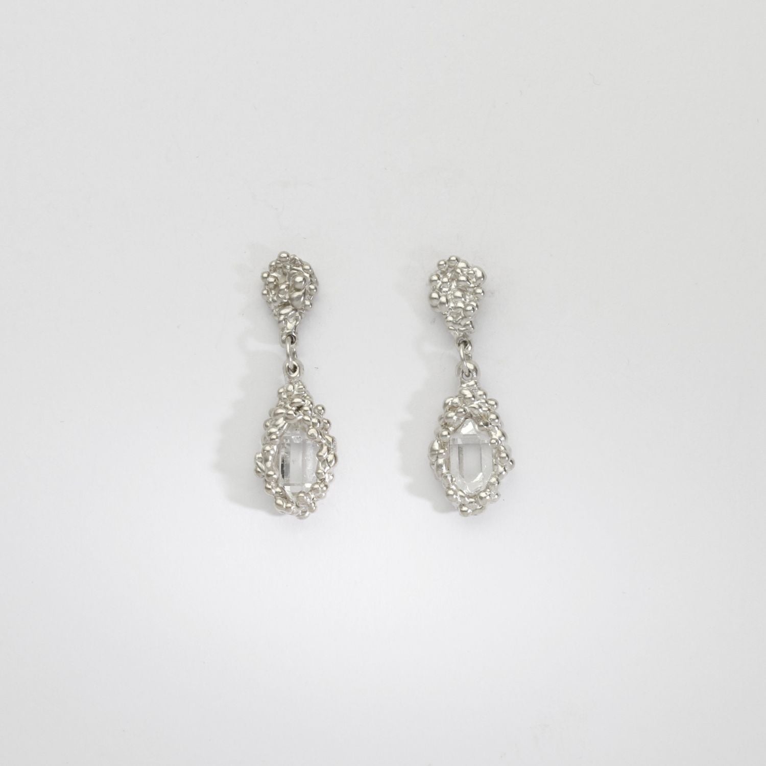 Silver herkimer diamond seafoam drop earrings by Blae Maddrell