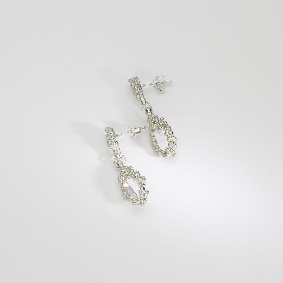Silver herkimer diamond seafoam drop earrings by Blae Maddrell