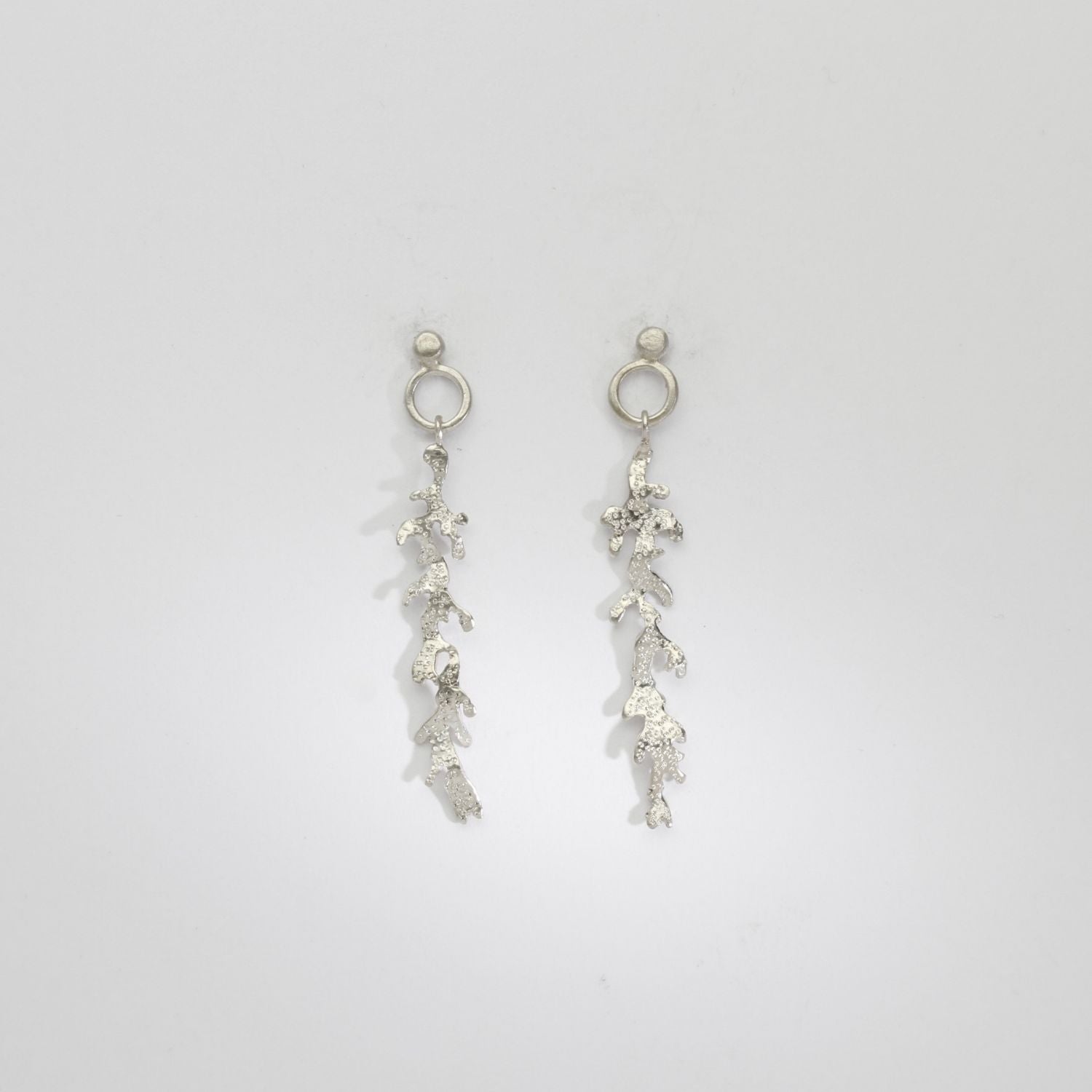 Silver kelp earrings by Blae Maddrell