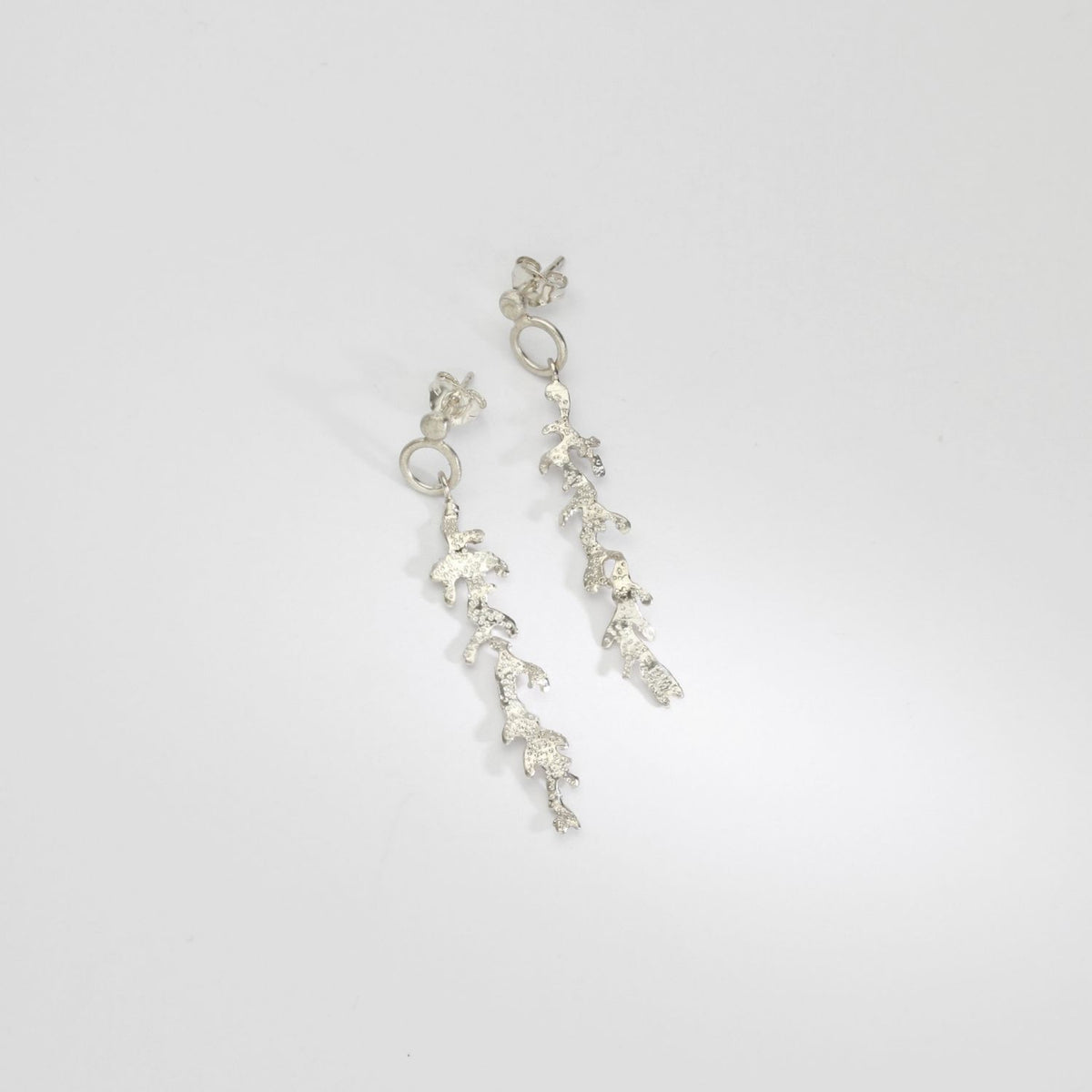 Silver kelp earrings by Blae Maddrell