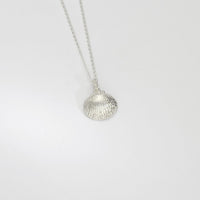 Silver cockle shell pendant by Blae Maddrell