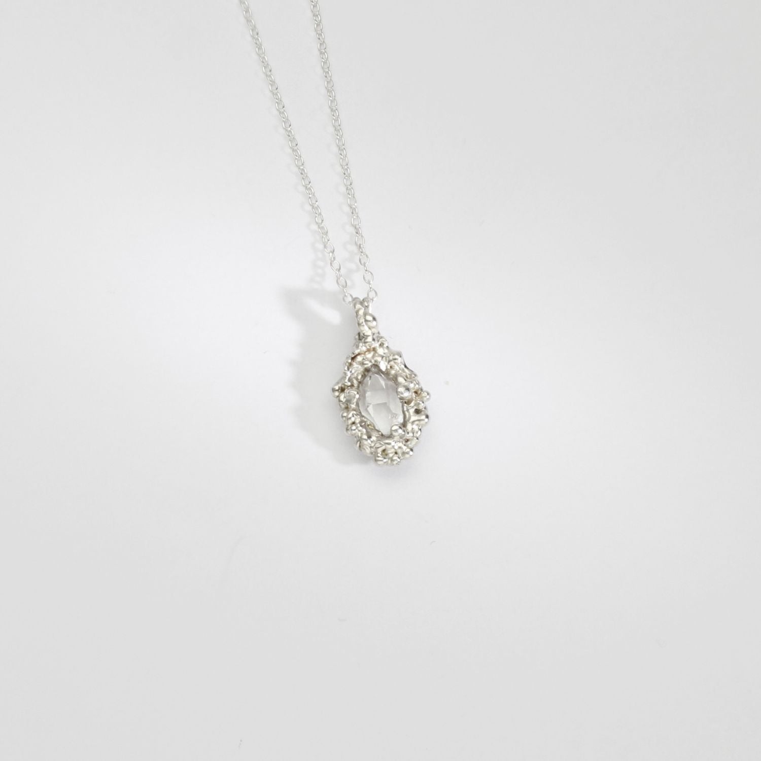 Silver herkimer diamond seafoam pendant by Blae Maddrell
