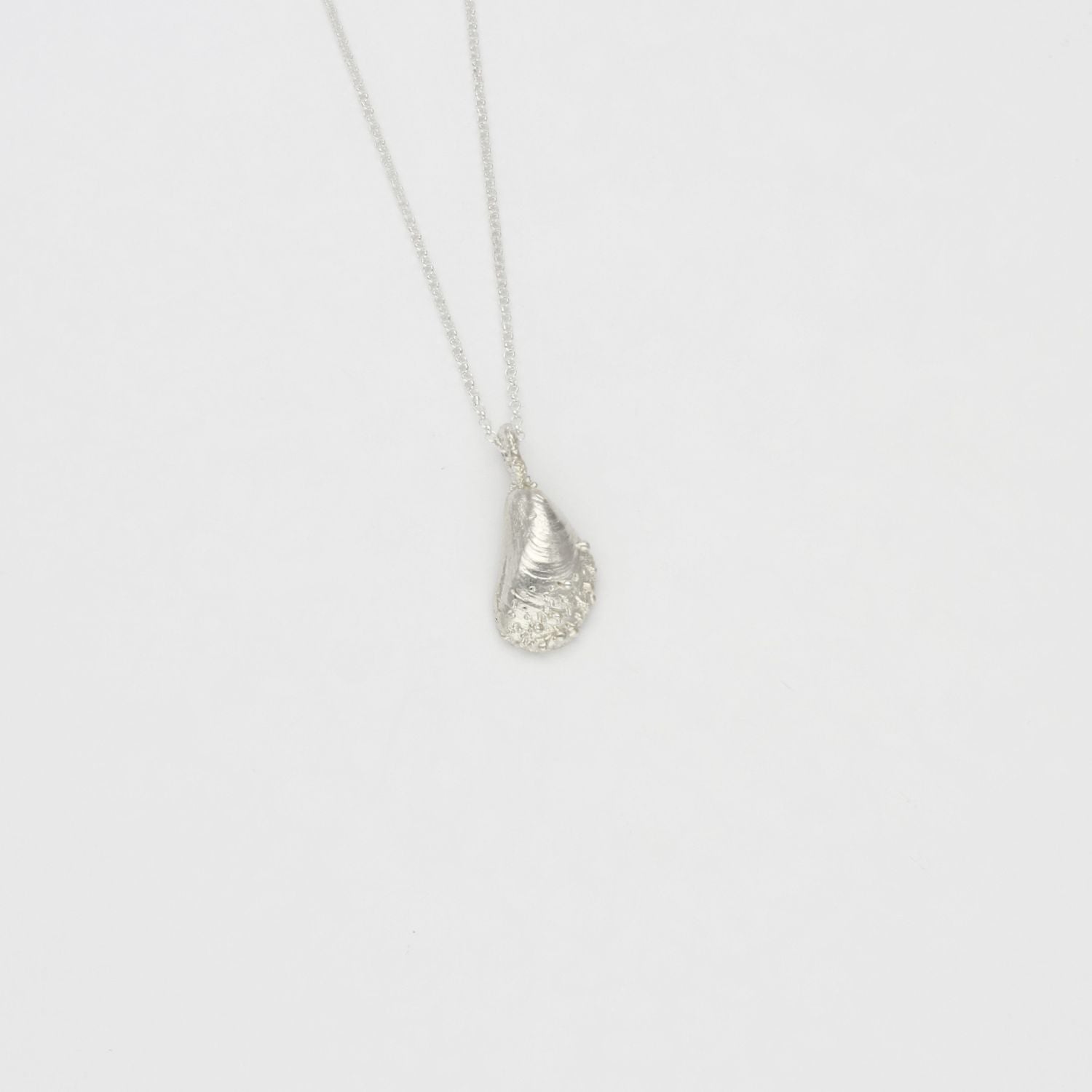 Silver muscle shell pendant by Blae Madrell